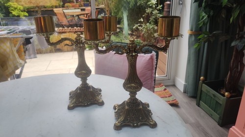 Pair ornate candlesticks - pair,