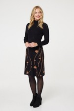 Stella Morgan GORGEOUS  CLASSIC WINTER DRESS BLACK & BROWN SIZE 14 KNITTED