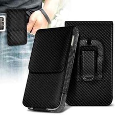 Carbon Black Look Belt Clip Pouch Holster Vertical Phone Case Cover Holder 2024