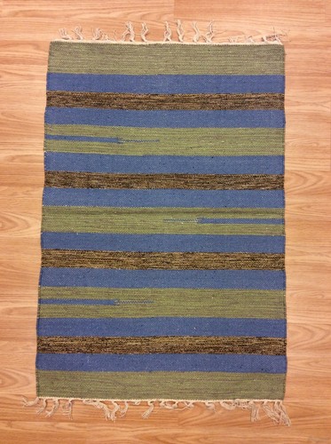 Striped blue beige handloomed - blue,