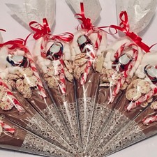 Christmas pre-filled hot chocolate sweet cones party bags