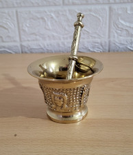 Vintage Solid Brass Small  Pestle And Mortar