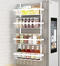 Magnetic Spice Rack for Refrigerator, 4 Tier Shelf Organizer with Strong Magn...