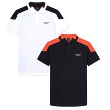 Hackett Aston Martin Colour Block Classic Fit Polo Shirt Black or White
