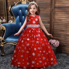 Christmas Hallowmas Kids Fashion Party Long Dress Flower Girls Wedding Ball Gown