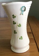 Donegal Parian China ( Balleek) Shamrock Vase -  16 cm High VGC With Paper Label