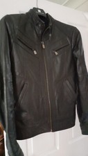 zara men leather biker style jacket size small