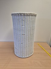 Vintage Bamboo Wicker Cane White Laundry Basket Umbrella Holder