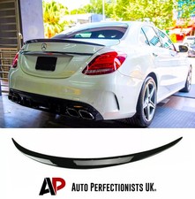 Mercedes C Class W205 Gloss Black Rear Boot Spoiler Lip Wing Body Kit 2014-2021