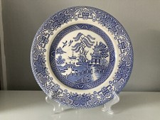 ENGLISH IRONSTONE TABLEWARE OLD WILLOW PLATE WILLOW PATTERN DINNER PLATE IN BLUE