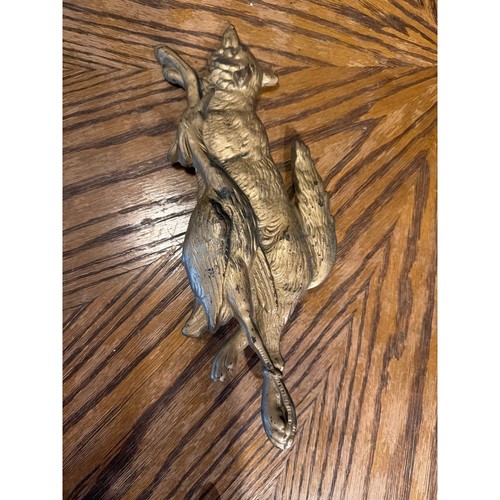 Vintage brass metal fox and - brass,