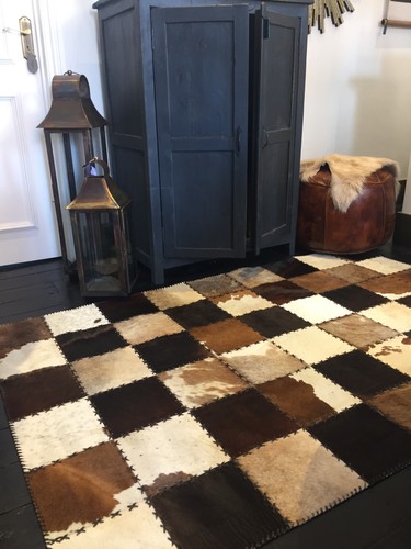 Cowhide patchwork rug brown - cowhide,