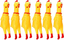 6 Pack Rubber Screaming Chicken Toy Yellow Rubber Squeaking Chicken Toy Novelty 