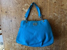 MICHAEL KORS BLUE HANDBAG SHOULDER STRAP BAG TOTE SHOPPER MK LEATHER
