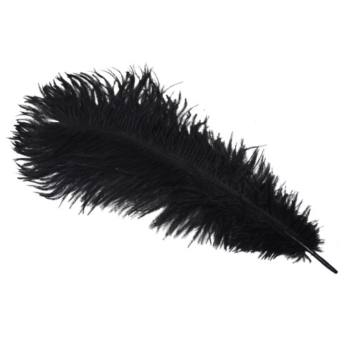 Black dyed long ostrich - black,