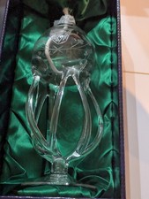 Rare Duiske Irish Handcut Glass Oil Lamp – Harp & Shamrock – Boxed – 22cm