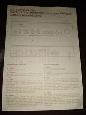 NAD 3020, Instructions For