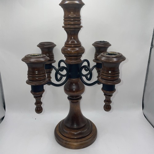 Wood wrought iron candle - wood,