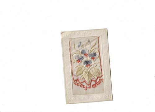 Embroidered silk postcard - embroidered,