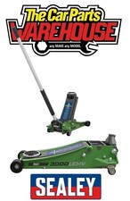 Sealey 3000LEHV Trolley Jack 3 tonne Low Entry Rocket Lift Red Hi-Vis Green