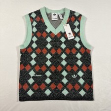 Adidas x Wales Bonner Argyle V-Neck Sweater Vest Men Size Small Designer NWT