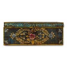 Vintage Metal Indian Hand Painted Travel Trunk Chest