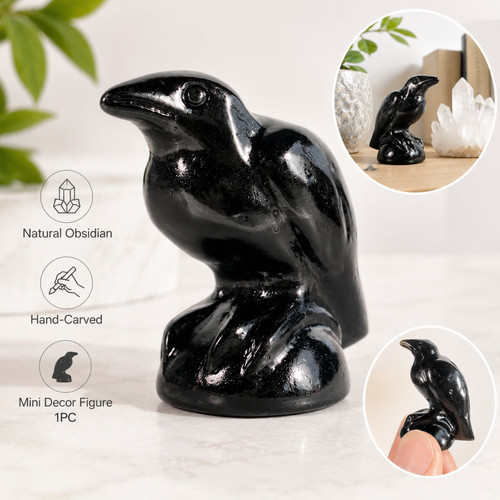 1pcs obsidian crystal crow - obsidian,