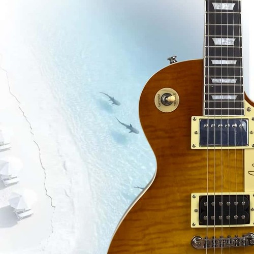 Brown electric guitar - guitar, hh