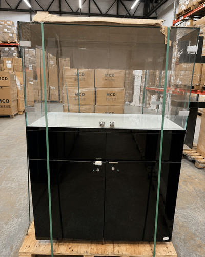 Large black glass retail - glass,