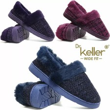 Dr Keller AVON Womens Faux Fur Lined Comfort Slippers Indoor Outdoor House Shoes