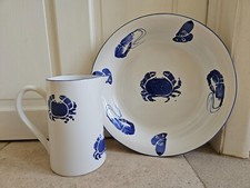 Large Jug & Bowel White Blue