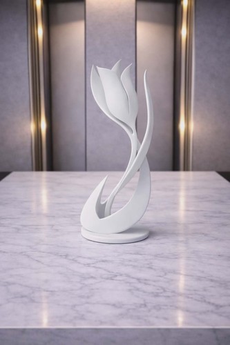 Abstract tulip sculpture white - tulip,