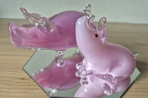 Gorgeous pink glass pigs - 2, x