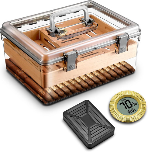 Acrylic cigar humidor with - cigar,