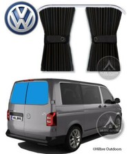 VW TRANSPORTER BACK DOOR BLACK CURTAINS & RAIL KIT BARNDOOR CAMPER THERMAL T5 T6