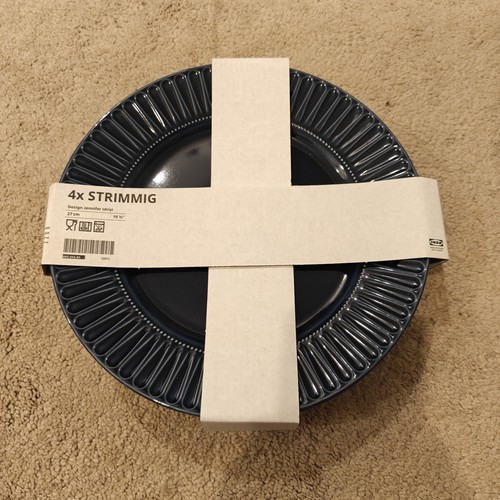 Blue strimmig ikea plates - ikea,