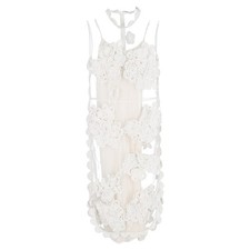 Simone Rocha Floral-Applique Mesh Midi Dress in White Polyester