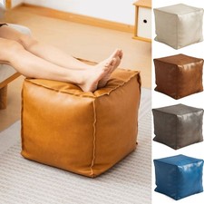 Unstuffed PU Leather Footstool Cover Square Pouffe Ottoman Storage Stool Home UK