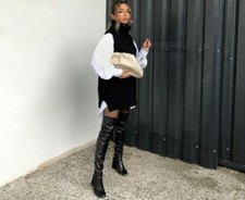 H&M Polo-neck rib knit slip over Black BNWT  Size XS Conscious collection 