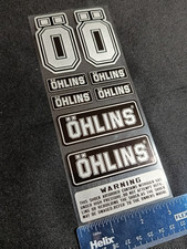 OHLINS Decals/Sticker, Motorbike Suspension Fork, Black/White. Free Delivery