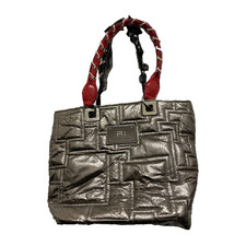 Vintage y2k River island silver leather fancy hand bag| SKU 1218 | L 7 W 10