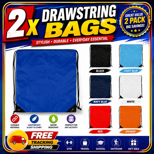 2pc nylon drawstring rucksack - 2pc,