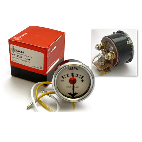 Lucas ammeter white face - ammeter,