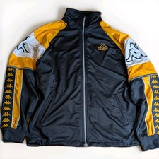 1990s Vintage Kappa Men's Tracksuit Top  Full Zip With Zip Sleeves Orange And Bl