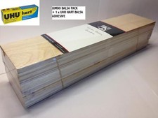 Balsa Wood Giant Mixed Bundle + UHU HART Adhesive "SPECIAL DEAL" 450x100 x100mm 