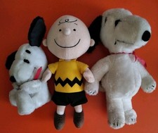 Vintage Retro 70-80s Peanuts Charlie Brown & 2 Snoopy Dogs Soft Plush Kids Toys
