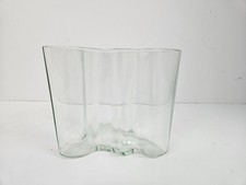 Alvar Aalto 100 Wavy Clear Art Glass Vase Iittala 1998 Finland Green Hue