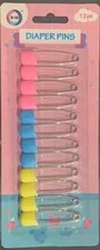 12 X Baby Diaper Pins Nappy