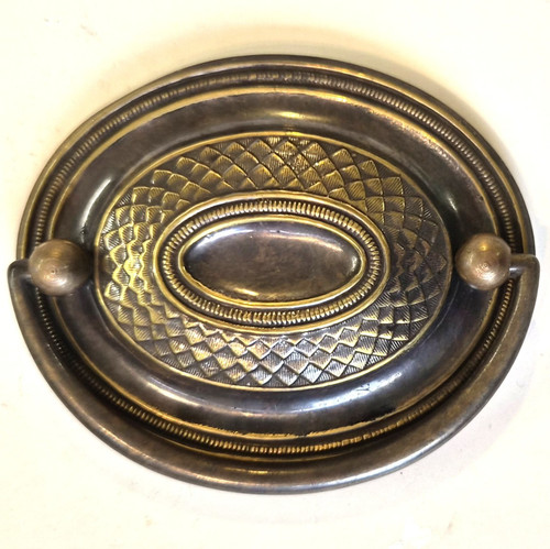Brass oval plate handle chest
