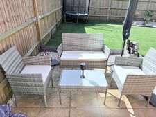 Rattan Garden Sofa Set Furniture Outdoor  Patio Table Chairs &Cushion UK